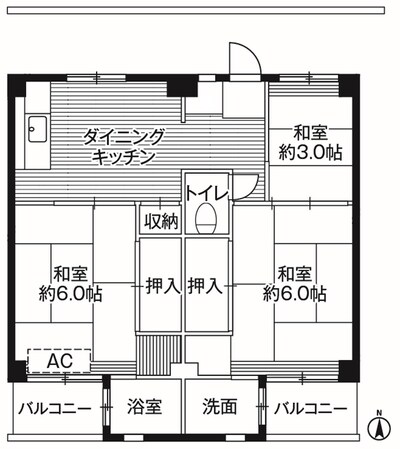 ビレッジハウス向ヶ丘5号棟 (303号室)の物件間取画像